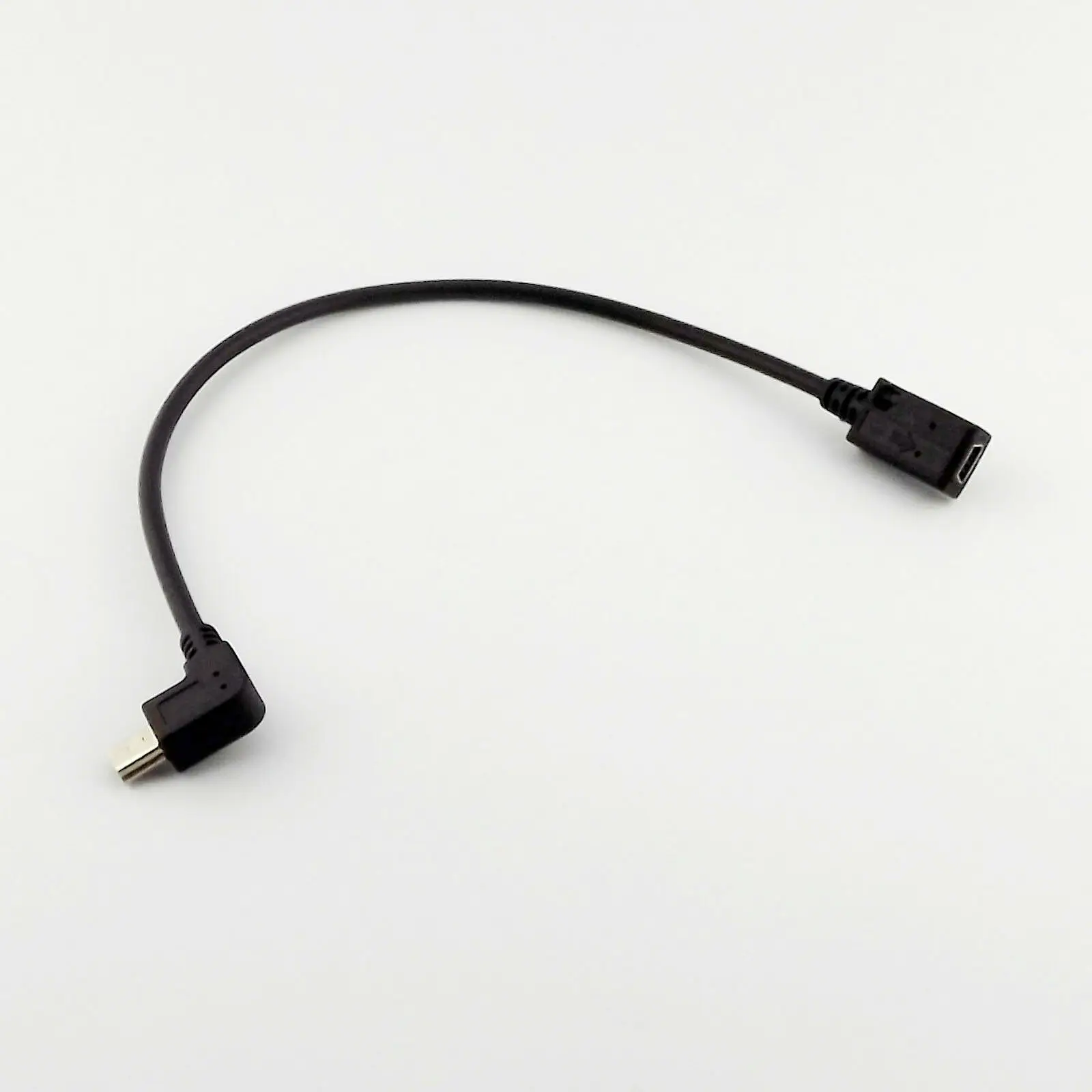 

10pcs Black Mini USB 5 Pin Female To Male Left Angled Extension Data Adapter Cable Cord 25cm
