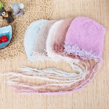 Новорожденный Подставки для фотографий новорожденных ручной работы из мохера Рождество кепка со шнуровкой Детские кепки для девочек, мальчиков, Прямая поставка