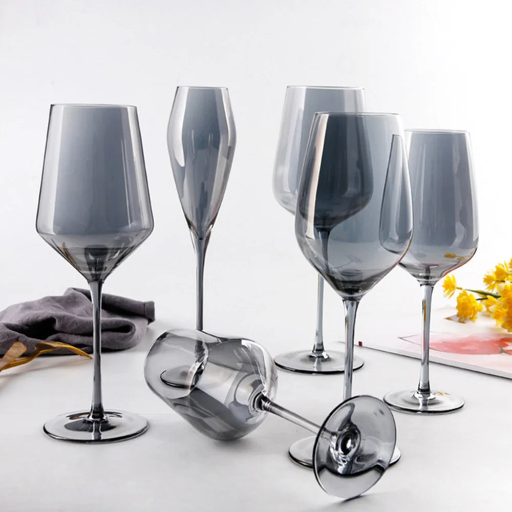 Серый стеклянный бокал для вина, хрустальные бокалы, бокал для вина, сока, напитков, шампанского, Роскошные вечерние бокалы для вина