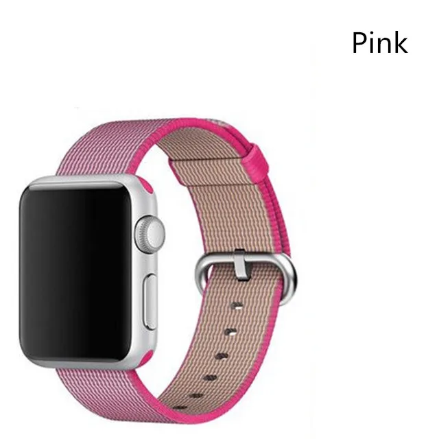 Цветной Радужный нейлоновый ремешок в полоску для Apple Watch, ремешок 40 мм, 44 мм, спортивный тканый тканевый ремень-петля, 42, 38, для iWatch, серия 4, 3, 2, 1 - Цвет ремешка: Pink