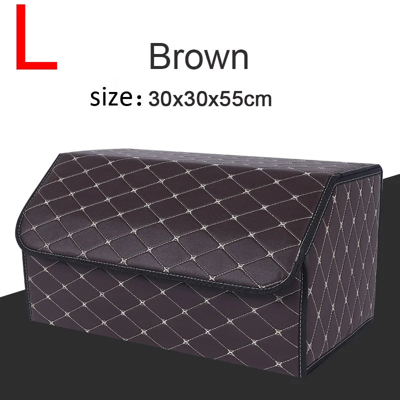 Car Trunk Organizer Eco-Friendly Super Strong& Durable Collapsible Cargo Storage Bags For Auto Trucks SUV Trunk Box - Название цвета: L Brown