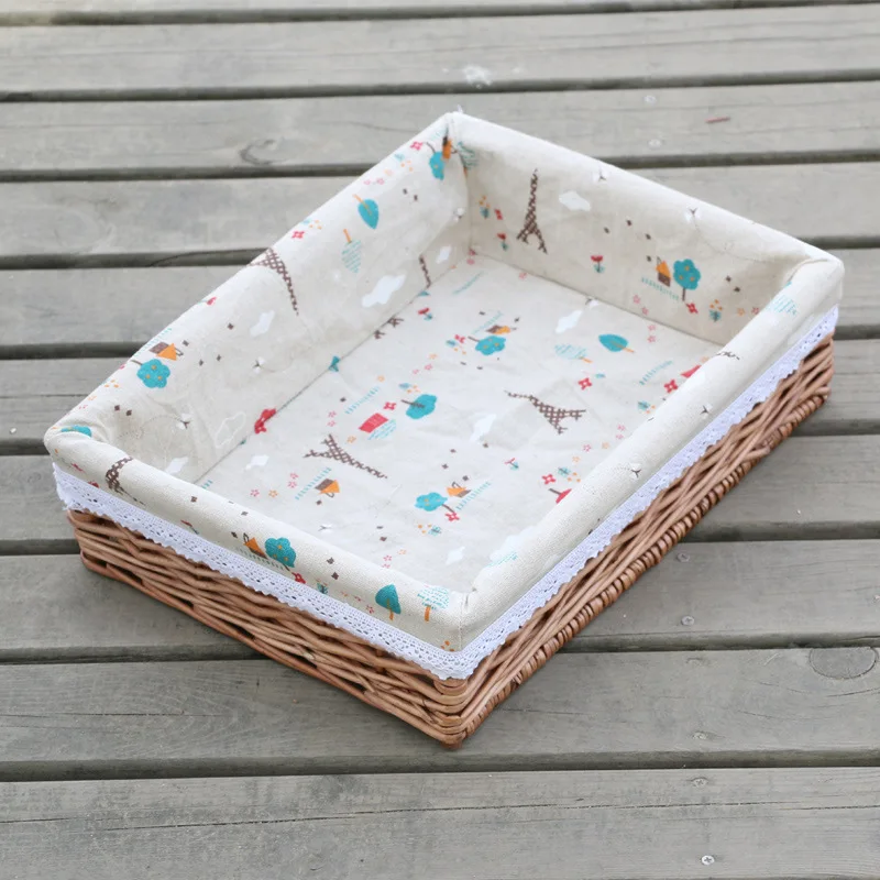 Rattan Wicker Storage Basket for Living Room Kitchen Bedroom Desktop Snacks Candy Food Cosmetics Jewelry Storage Box Organizer