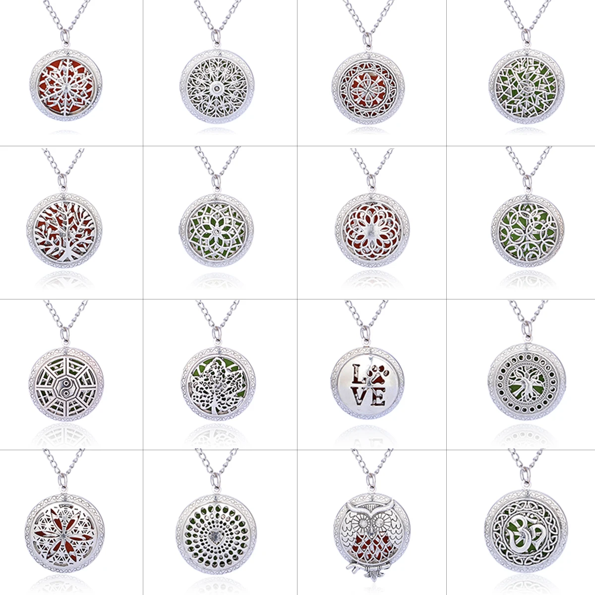 Aromatherapy Locket Necklace Hollow Round Pendant With Pads Oil Essential Diffuser Open Pendant Necklace Fashion Jewelry