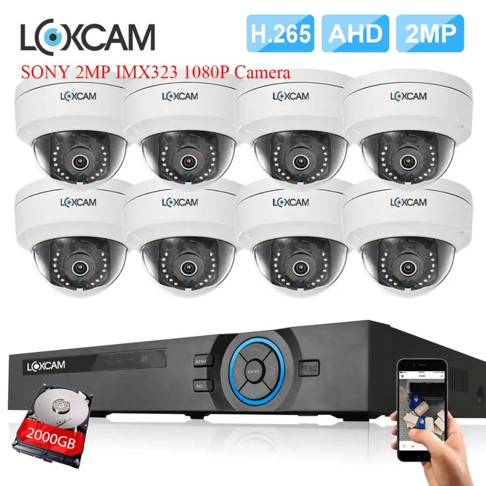 LOXCAM h.265 система видеонаблюдения 8 каналов DVR комплект SONY 2 МП 1080P CVI TVI in/наружная