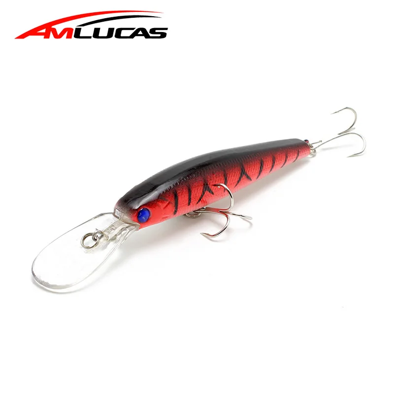 Amlucas اليابان الصلب الطعم الليزر طعوم صيد سمك البلمة 12.5 سنتيمتر 14g 3D عيون Crankbait Wobblers ل صيد السمك سمكة بلاستيكية WW169