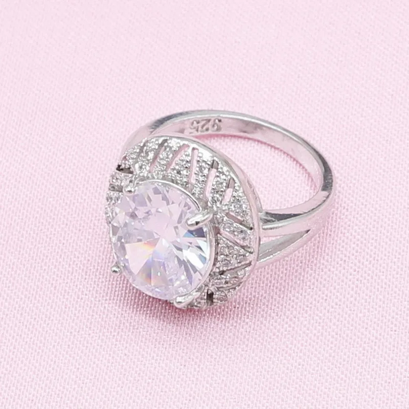 925 серебряные ювелирные наборы для женщин белый кубический цирконий браслет серьги ожерелье кулон кольцо подарок для свадьбы дня рождения