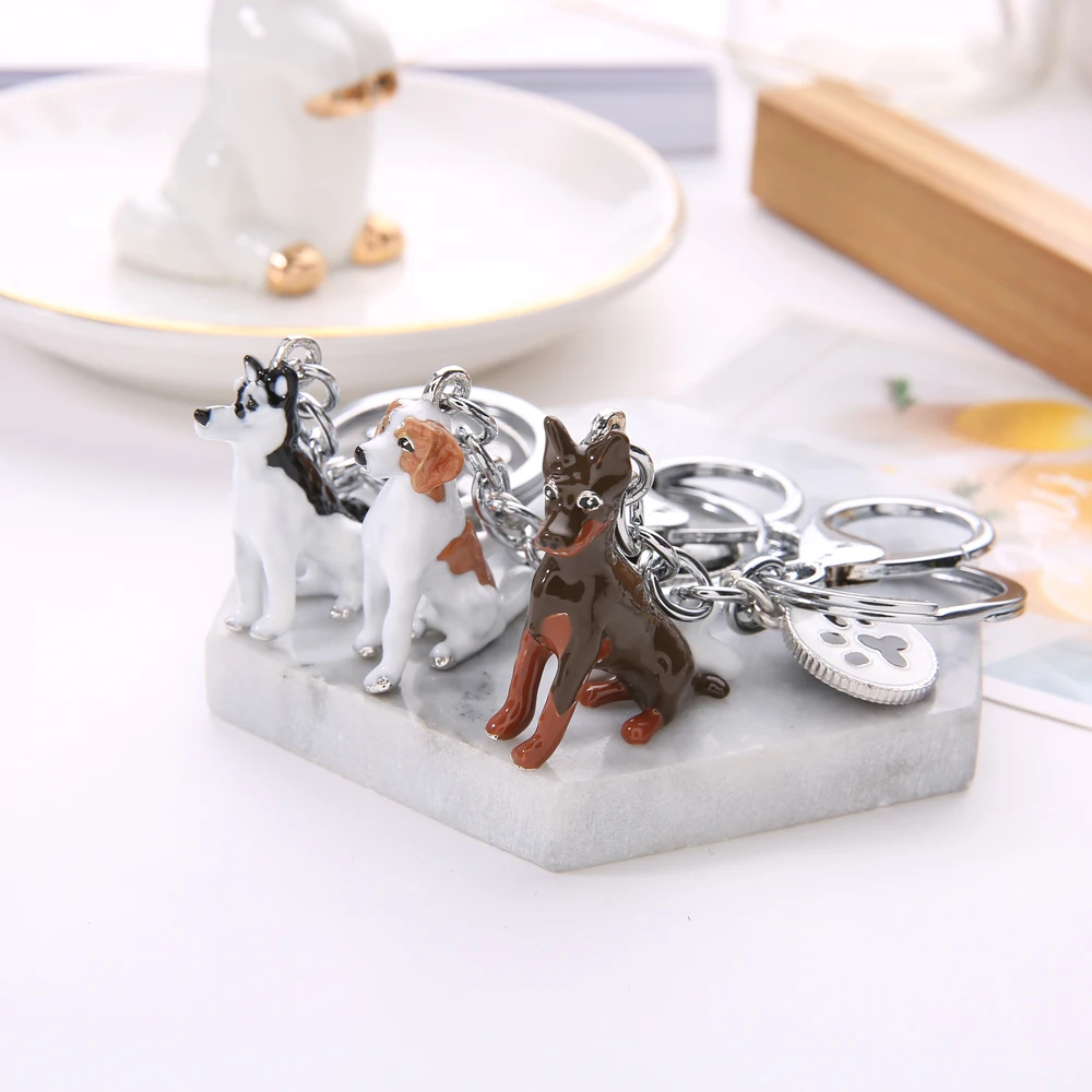 Cute pet Keychain dog Key Ring Boyfriend Gift Bag Charm Animal Couple  Keychain Lovely Car Keyring Gift Women Jewelry