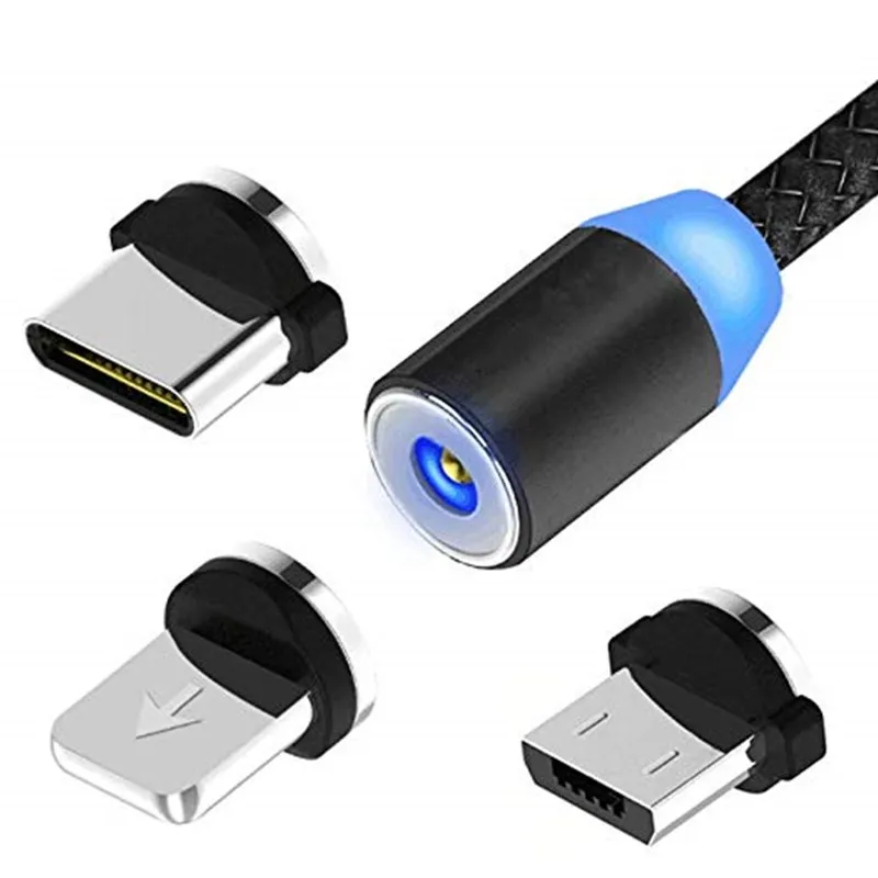 

Round LED Light Magnetic USB Cable Charger USB C Type C / Micro USB / IOS Plug Charging Cable for iPhone Samsung Xiaomi Huawei