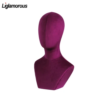 

New Female Abstract Mannequin Head Display Hat Wig Scarves Headscarves Necklace Insertable Needle Foam Cloth Velvet Fabric Rose