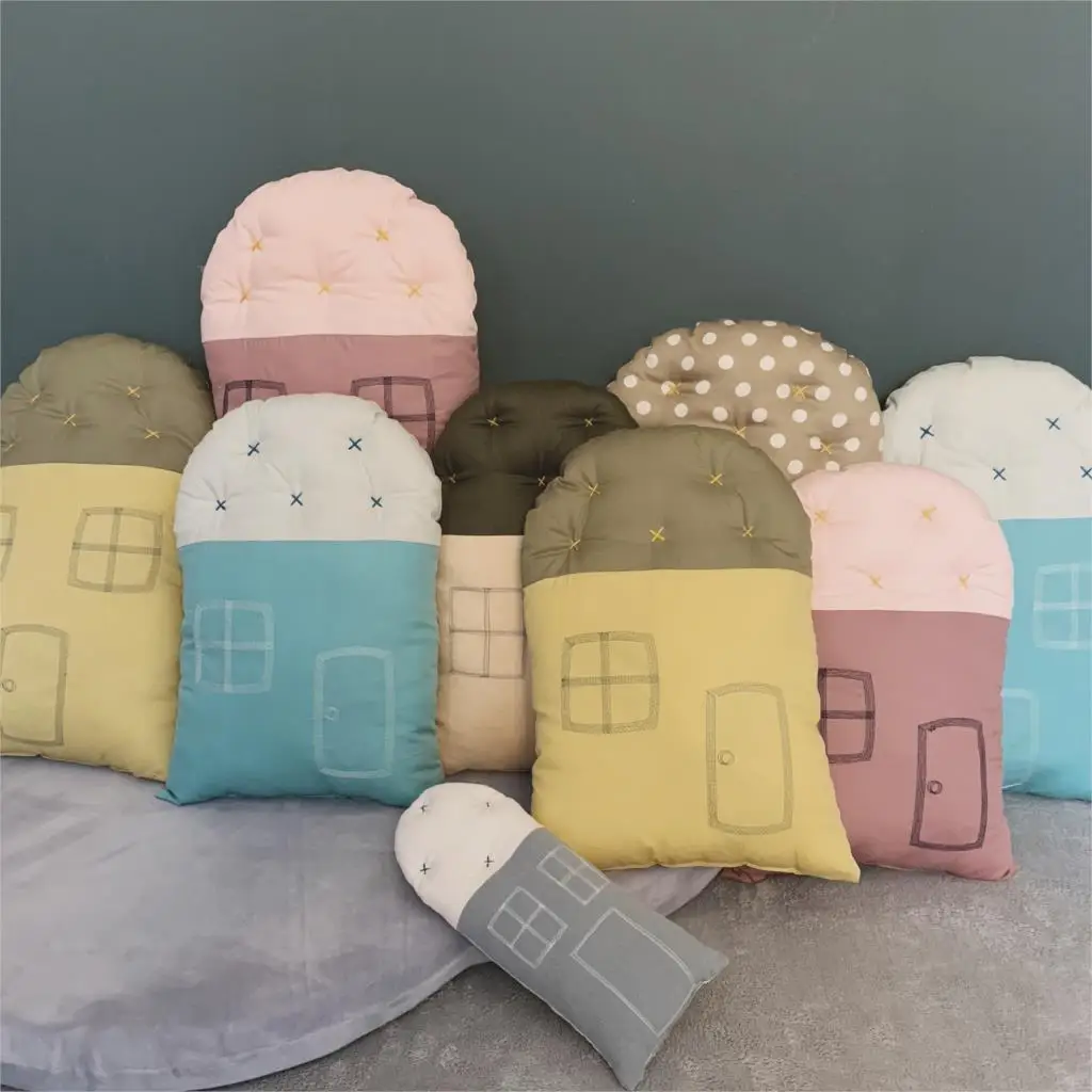 Baby Pillow Cotton Cartoon Small House Pillow Newborn Crib Bumper