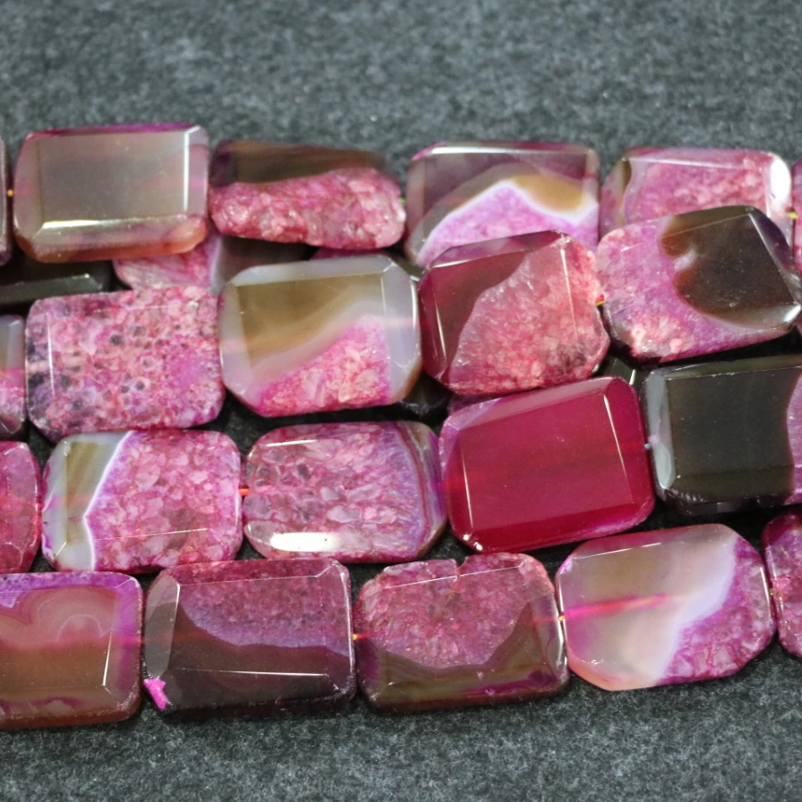 

1 Strand Large Druzy Faceted Stone Slab Beads Pink Connector,Top Drilled,Raw Graduated Slice Pendants