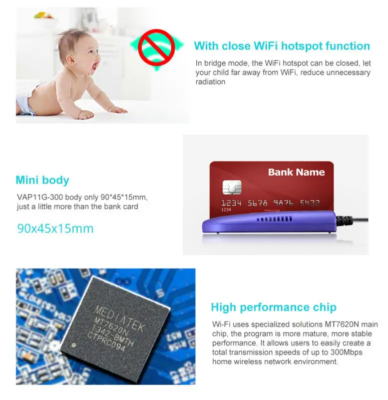 VONETS Мини Wifi мост RJ45 300 Мбит/с Wifi расширитель повторитель Repetidor Wifi для DMBox камеры VAP11G-300