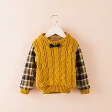 Осенне-зимний теплый вязаный свитер с длинными рукавами и круглым вырезом для маленьких мальчиков; утепленная верхняя одежда; пуловер; топы; S2313