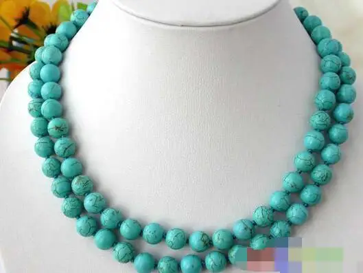 

song voge gem nanJ2454 ROUND SKY-BLUE TURQUOISE BEAD NECKLACE
