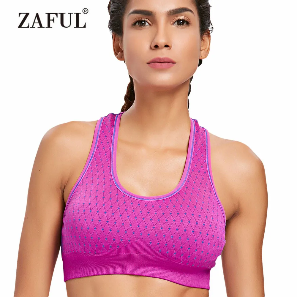 ZAFUL Geometric Knit Racerback Sports Bra RemovablePad LowImpact