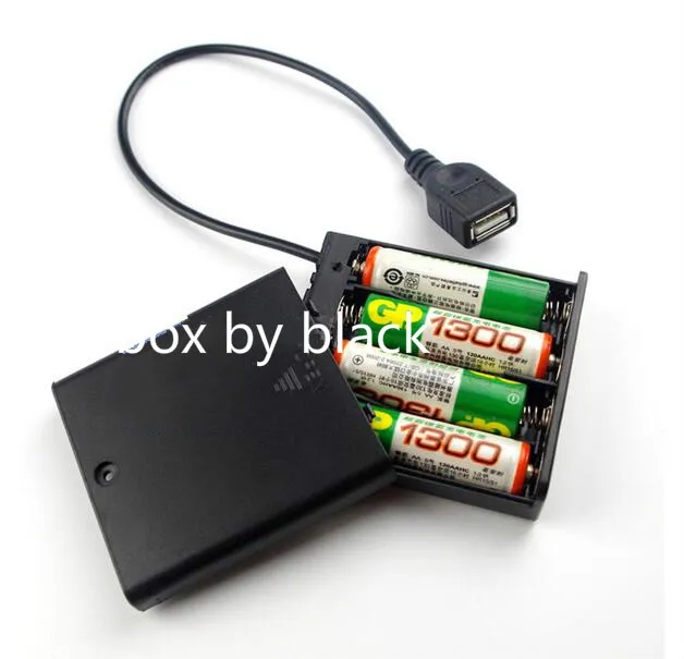 With USB Female 4AA Battery Box 4 AA Battery Box Holder Batteries Case
