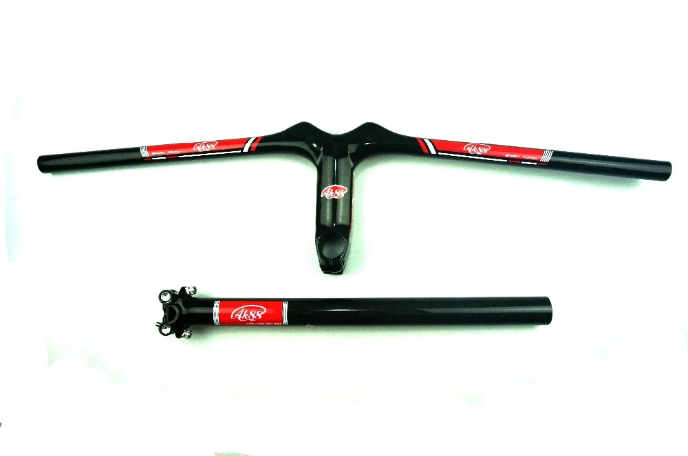 

New AK88 full carbon fiber bike parts Handlebar Red one straight to and seatpost