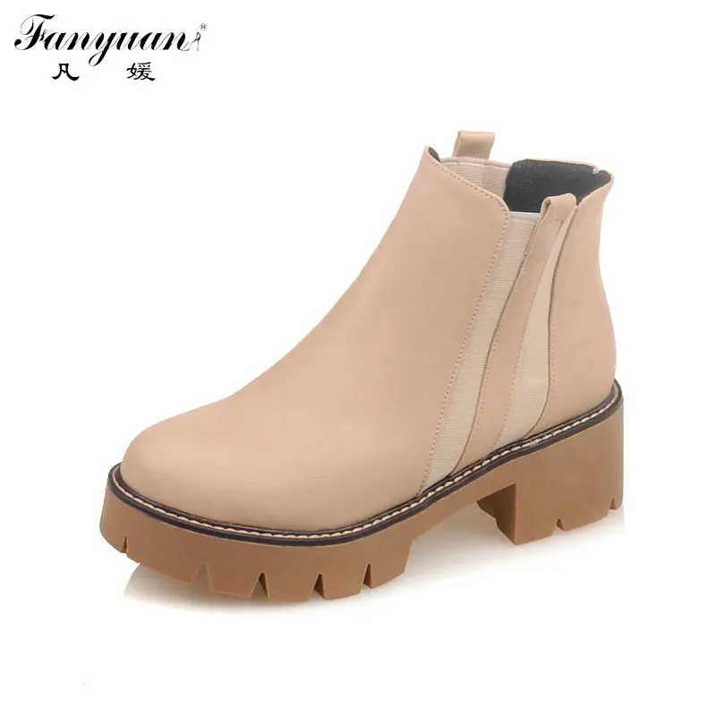 

2017 New Women's Elastic Band with Chunky Block Low Heel Short Boots Girls' Round Toe Ankle Rubber Boots Plus Size