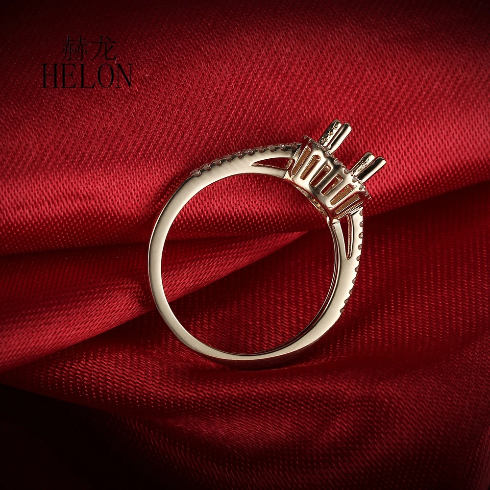 HELON Solid 14k желтое золото подлинные натуральные бриллианты обручальное кольцо для женщин Трендовое ювелирное изделие подходит 6 мм круглый