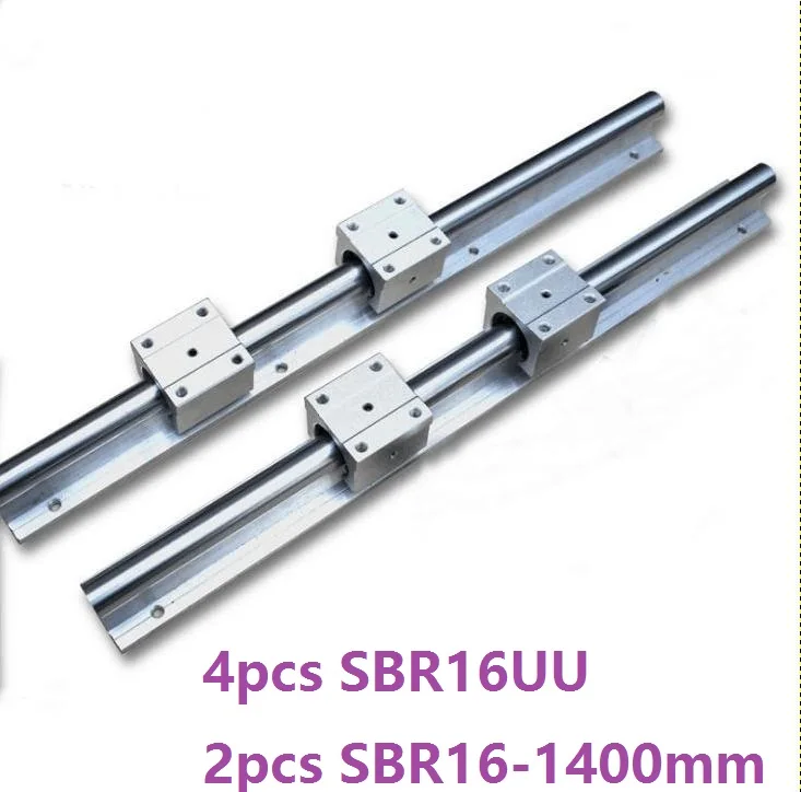 

2pcs SBR16 16mm -L 1400mm support rail linear guide + 4pcs SBR16UU linear blocks beairng CNC router linear rail