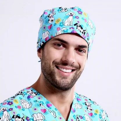 

Hospital Printing Chirurgical Cap Doctor Man Woman Surgical Cap Absorb Sweat Terry Adjustable Short Hair Dome Nurse Scrub Hat,47