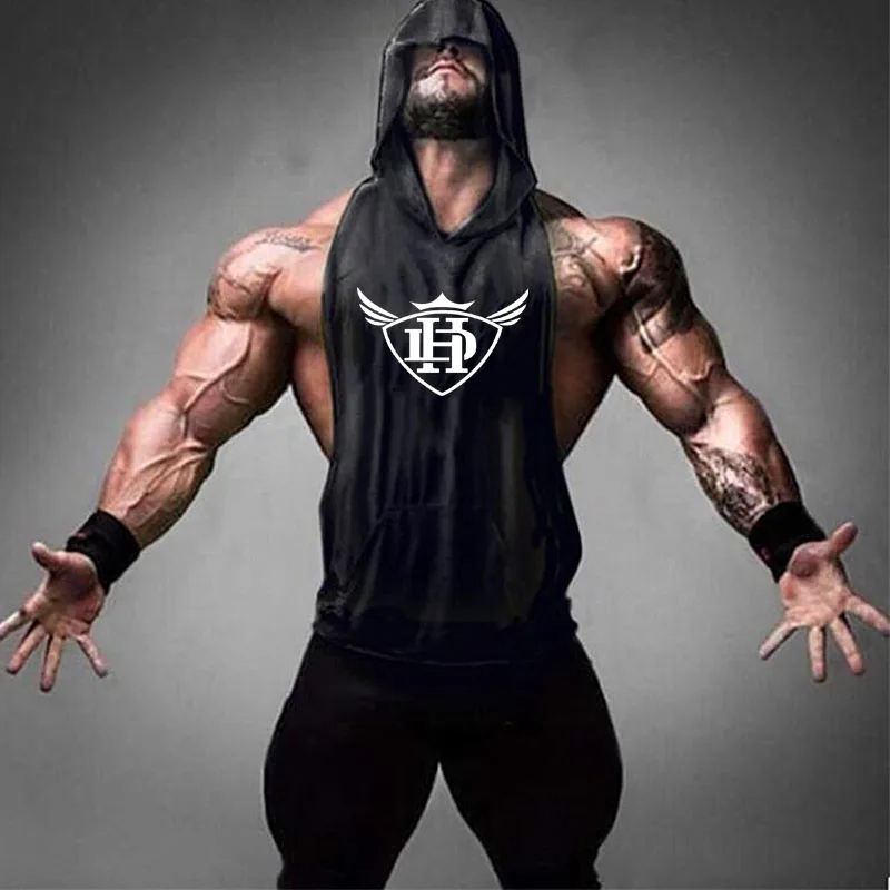 

Brand clothing bodybuilding Batman fitness men's gym hooded vest tops vest sportswear sleeveless shirt hoodie vest