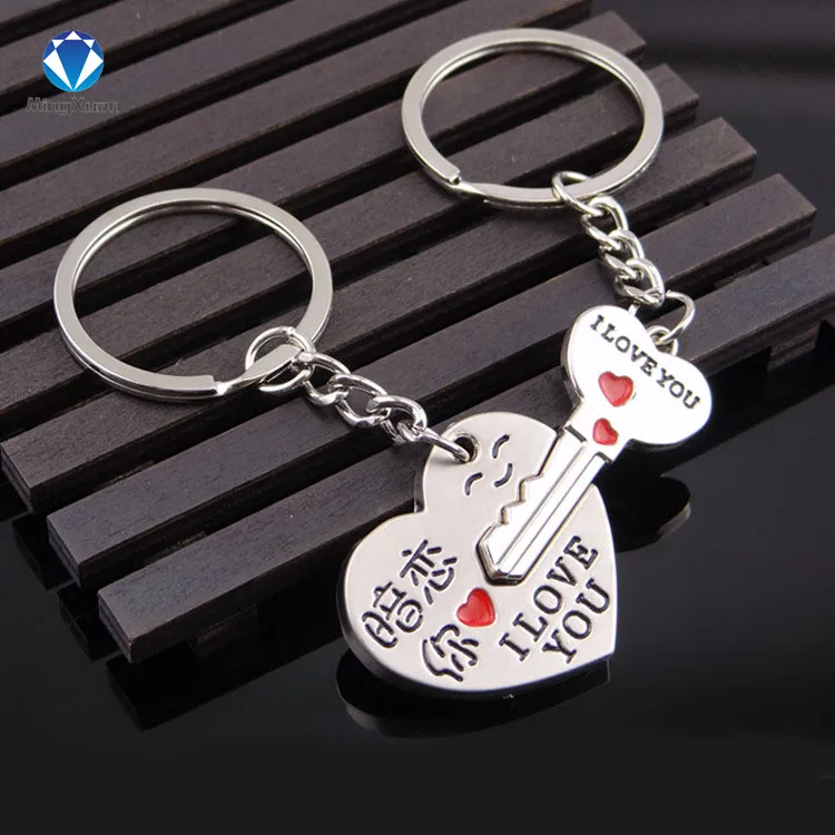 MINGXUAN 1 пара брелок для ключей посеребренный брелок с цепочкой "Love" сувениры подарок на день Святого Валентина 9 видов стилей - Цвет: C474
