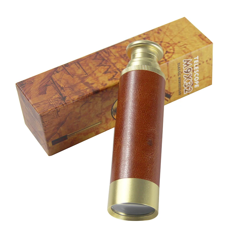 M9X32 Brass Metal Mono Spotting Scope Retro Pirate Telescopic Mini Hunting Camping Monocular Telescope for Trekking Hiking M9X32 Brass Metal Mono Spotting Scope Retro Pirate Telescopic Mini Hunting Camping Monocular Telescope for Trekking Hiking