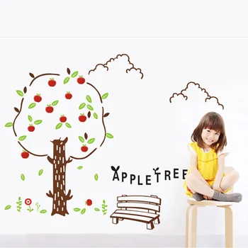 

Cute Apple tree Wall Sticker for kids baby room living room bedroom background decoration Mural Wallpaper nursery stickers