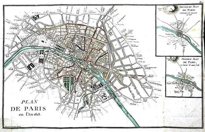Rencana Kota Paris Tata Letak Kota Peta Klasik Vintage 