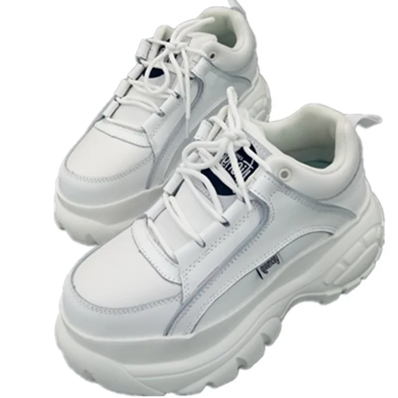 

New 2019 Spring Casual Shoes Women Apricot White Platform Shoes Creepers Ladies Flats Shoes Harajuku Creeper Comfortable Shoes