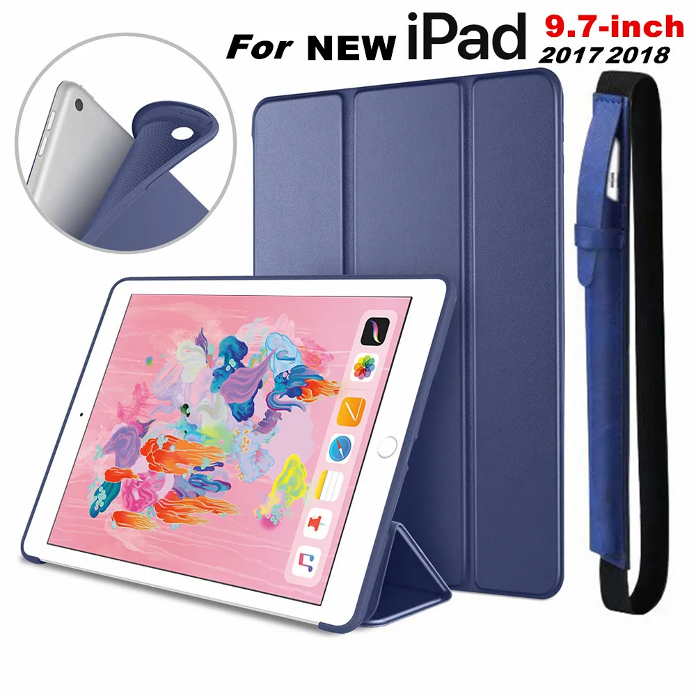 Чехол для iPad 9 7 6 го 5 поколения умный чехол трехскладная подставка мягкая задняя