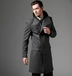 Повседневное шерстяное пальто мужские тренчи однобортный Фасон пальто мужские кашемировые пальто casaco Инверно Англии черный серый