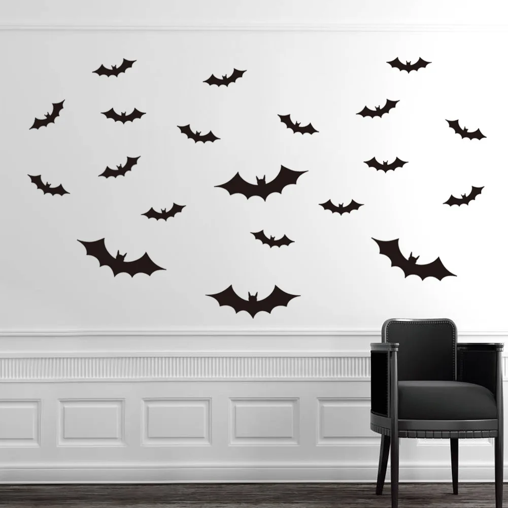 

2018 New Qualified Black 3D DIY PVC Bat Wall Sticker Decal Home Halloween Decoration Festival Sticker Decoration