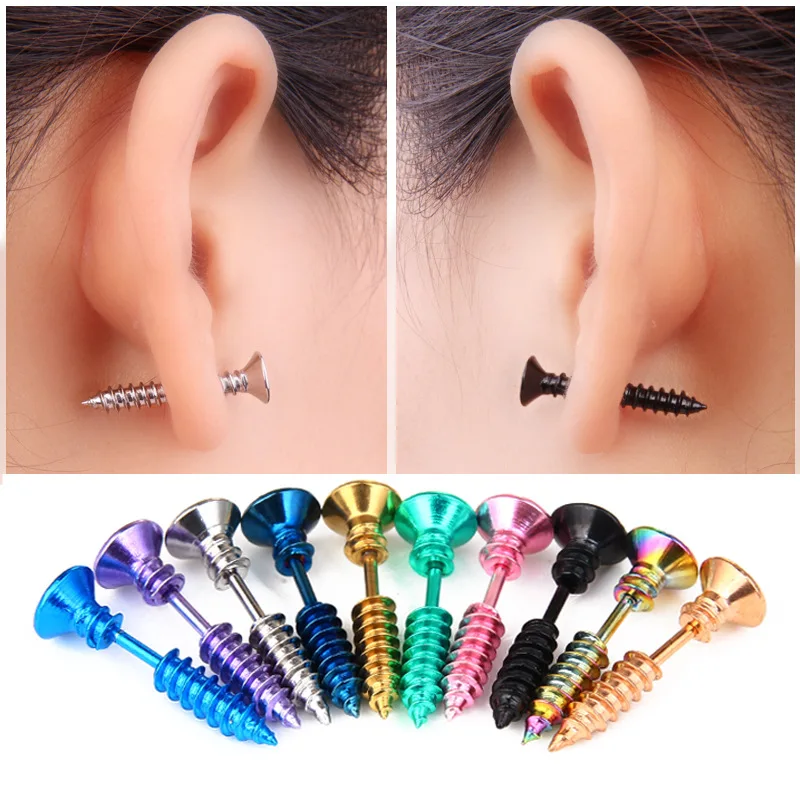 

2018 New Hypoallergenic Titanium Steel Screws Wear Earrings for Women Stainless Steel Halloween Funny Jewelry