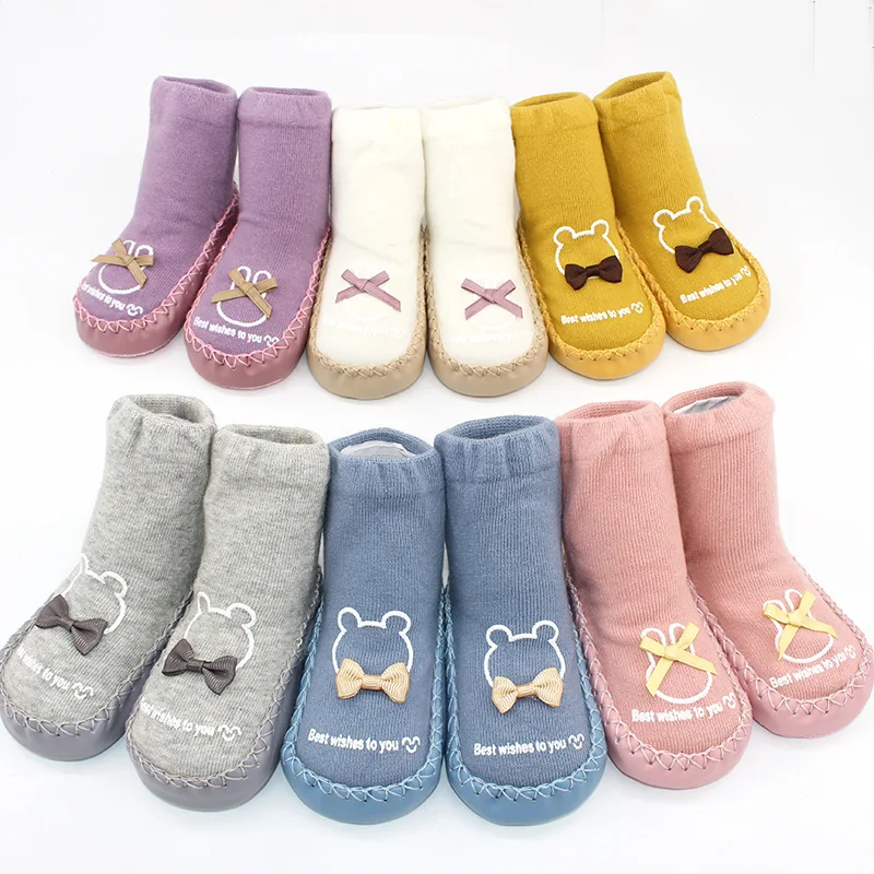 

New Socks Baby Cartoon Cute Bow Step Shoes Children Soft Bottom Non-slippery Cotton Bottom Floor Socks Cute Comfortable Sock