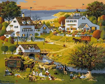 

Frameless oil painting by numbers paint by number for home decor oil picture painting 5065 outside