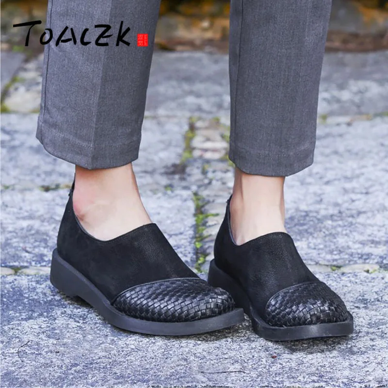 

Spring and summer new hand-made leather women's shoes individual leisure comfortable knitting shoes
