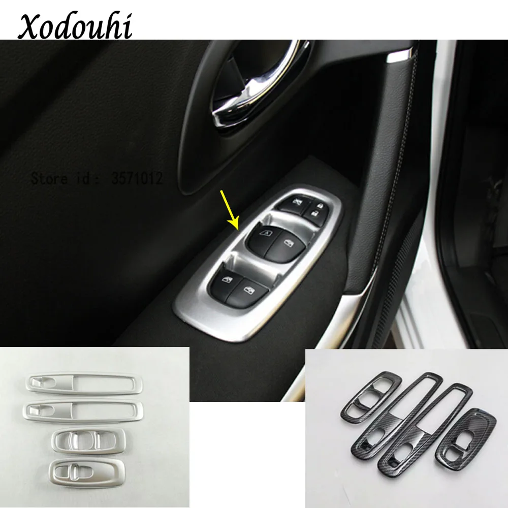

For Renault Kadjar 2016 2017 2018 car sticker door Window glass inner panel Armrest Lift Switch Button trim frame molding 4pcs