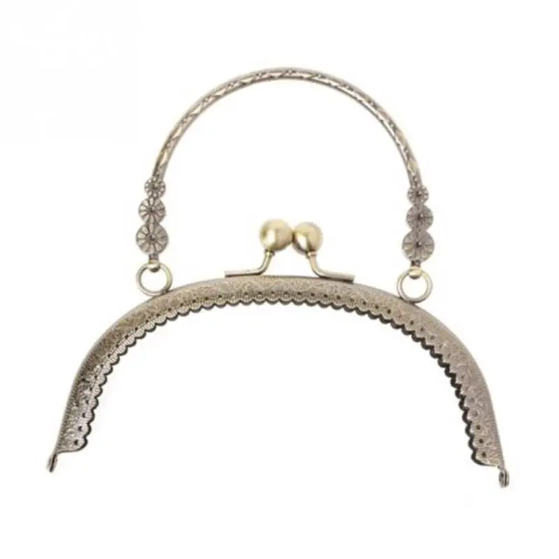 

1pc Alloy Purse Frame Handle for Women Clutch Bag Handbag Accessories Round Making Kiss Clasp Lock Antique Bags Hardware 16.5cm