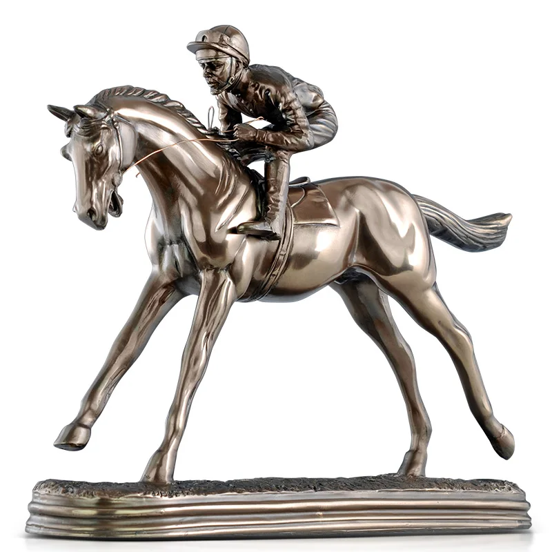 Vintage Horse Racing Statue Handmade Jockey Sculpture Sports Souvenir