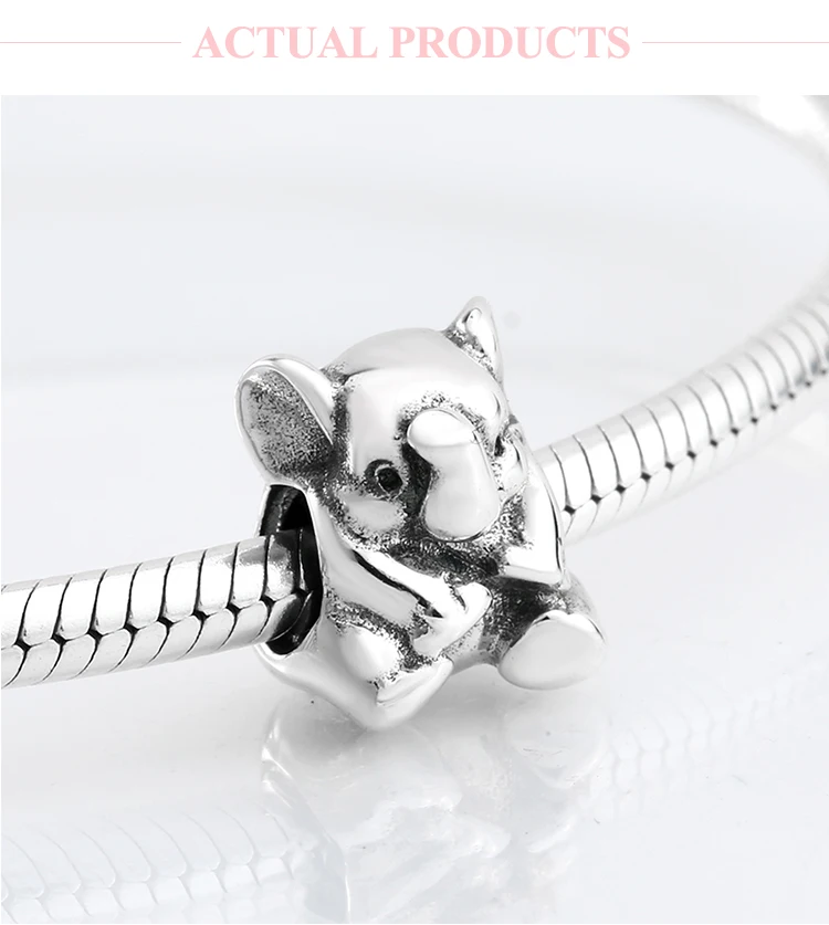Модная 925 пробы Серебряная симпатичная в форме слона бусы подходят к оригиналу Pandora браслет для изготовления ювелирных изделий