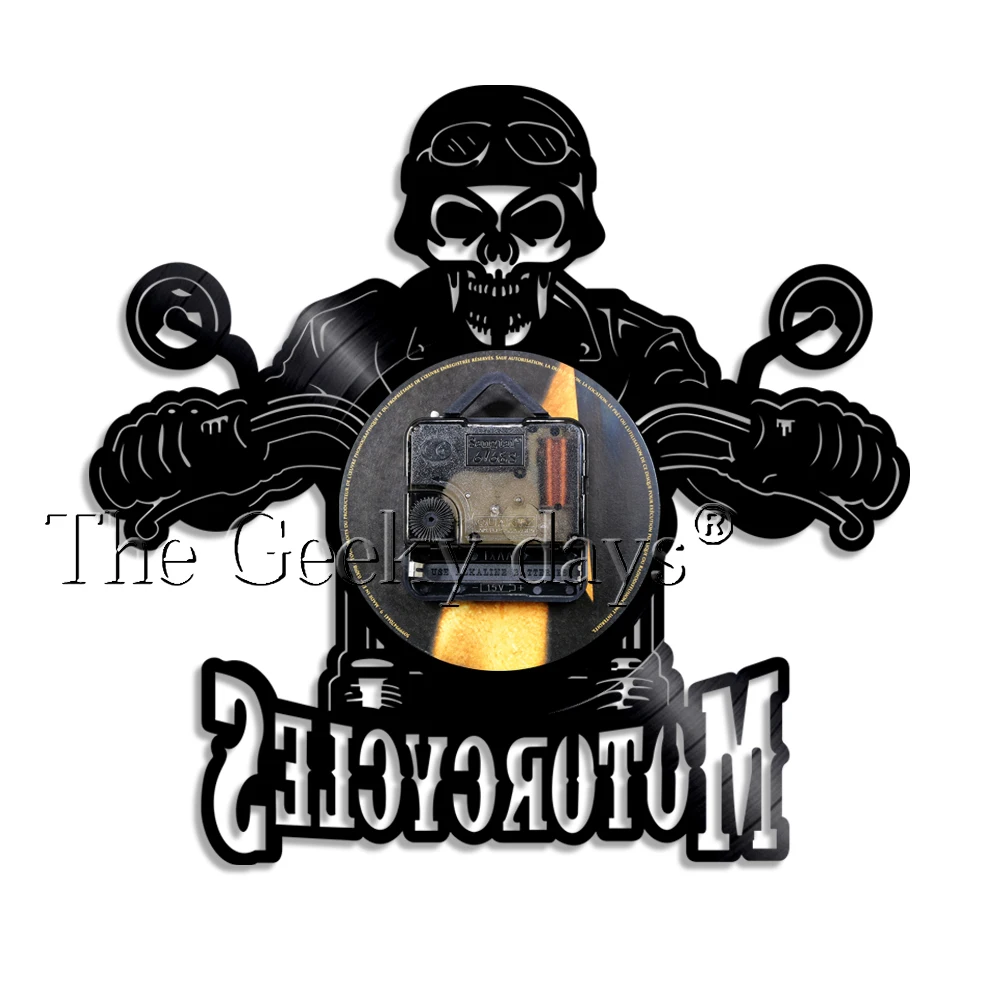 Ceny Zegar ścienny led nowoczesny Design motocykle rowerzyści król czaszka płyta winylowa zegarek Orologio Da Parete czaszka motocyklista prezent