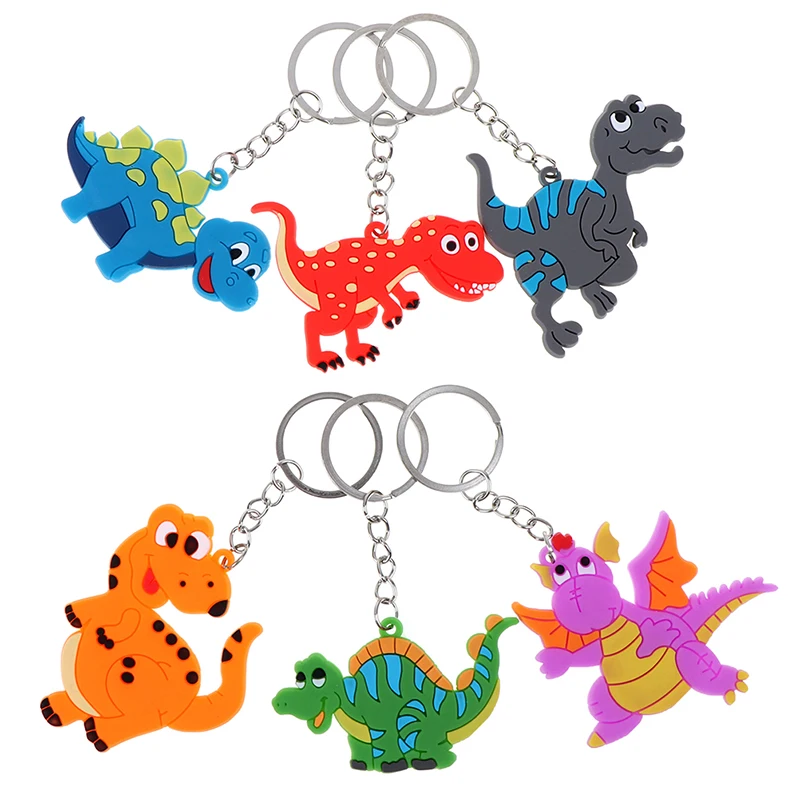 

6 Pcs/set Creative Cartoon Dinosaur Keychain Party Favor Pendant Dinosaur Theme Key Ring Party Decor Kids Gifts