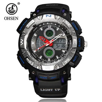 

New Arrival OHSEN Relogio Masculino Hombre Male Sport Analog Watch Fashion Swim Wristwatch Digital LED Quartz Alarm Mens Watches