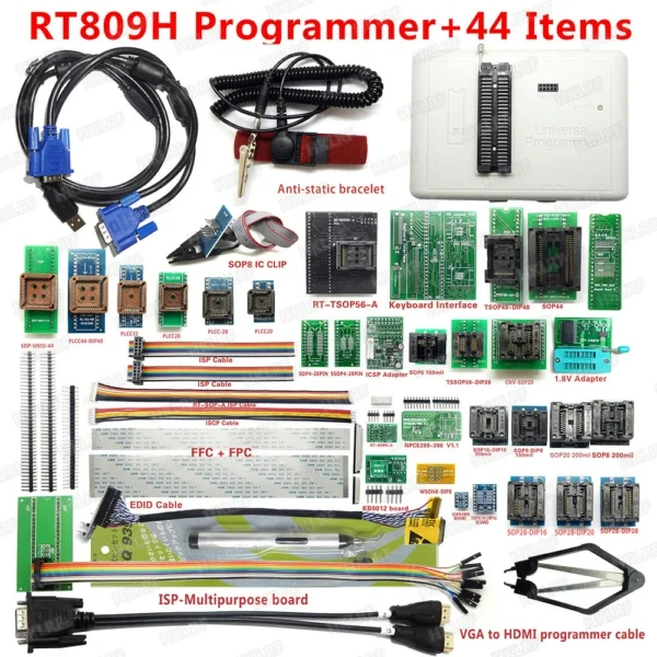 RT809H универсальный программатор emmc-nand FLASH USB программатор+ 44 элемента - Цвет: RT809H 44 Adapters