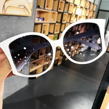MIZHO 2019 nuevas gafas de sol de moda de ojo de gato para mujer, marca de diseñador, gafas de sol de Color Vintage con degradado ciego para mujeres, gafas de sol transparentes UVA