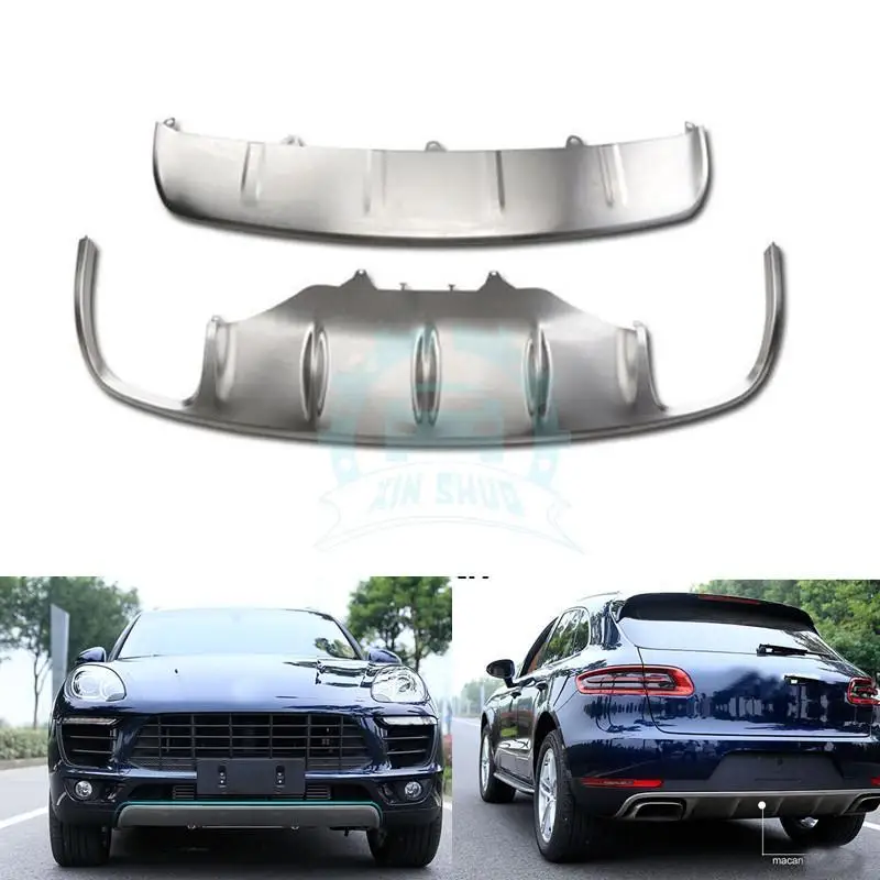 Stainless Front+Rear Bumper Skid Protector Guard Plate For Porsche Macan 2017 2018in Bumpers