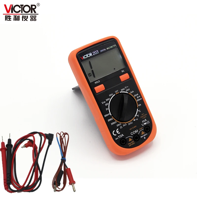 

victor Resistance Thermometer Tester AD DV Volt Amp Ohm Diode Meter Multimeter VC203 dcA 10a