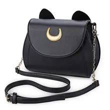 Kawaii Sommer Sailor Moon Damen Handtasche Schwarz Luna Katze Form Kette Umhängetasche Pu-leder Frauen Messenger Crossbody Kleine Tasche